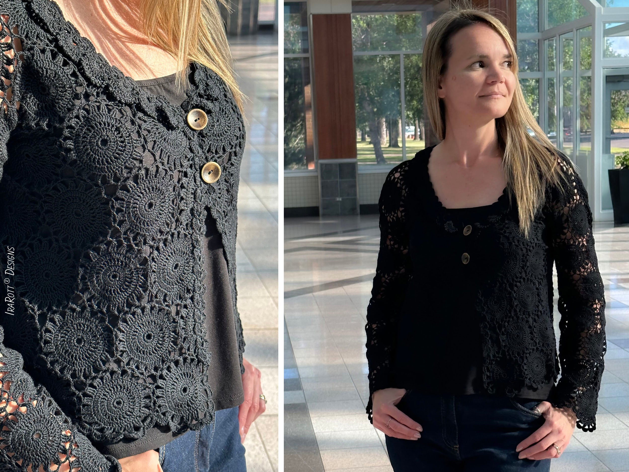 Lace on sale cardigan black