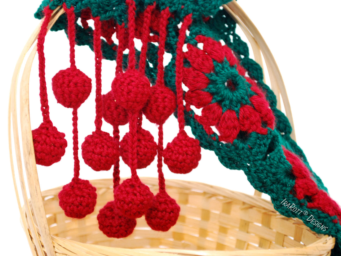 Jingle Bells Christmas Scarf Free Crochet Pattern by IraRott