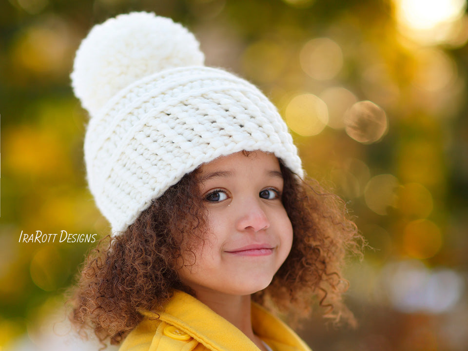 Amelia Hat with Chunky Pompom Crochet Pattern