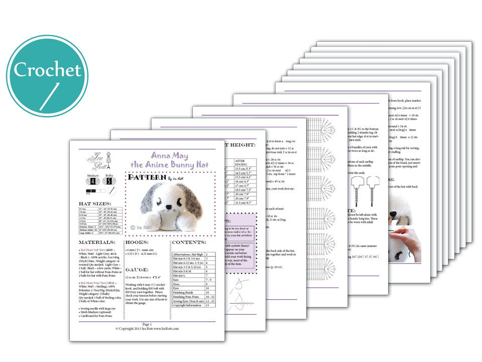 Anna May the Anime Bunny Hat Crochet Pattern