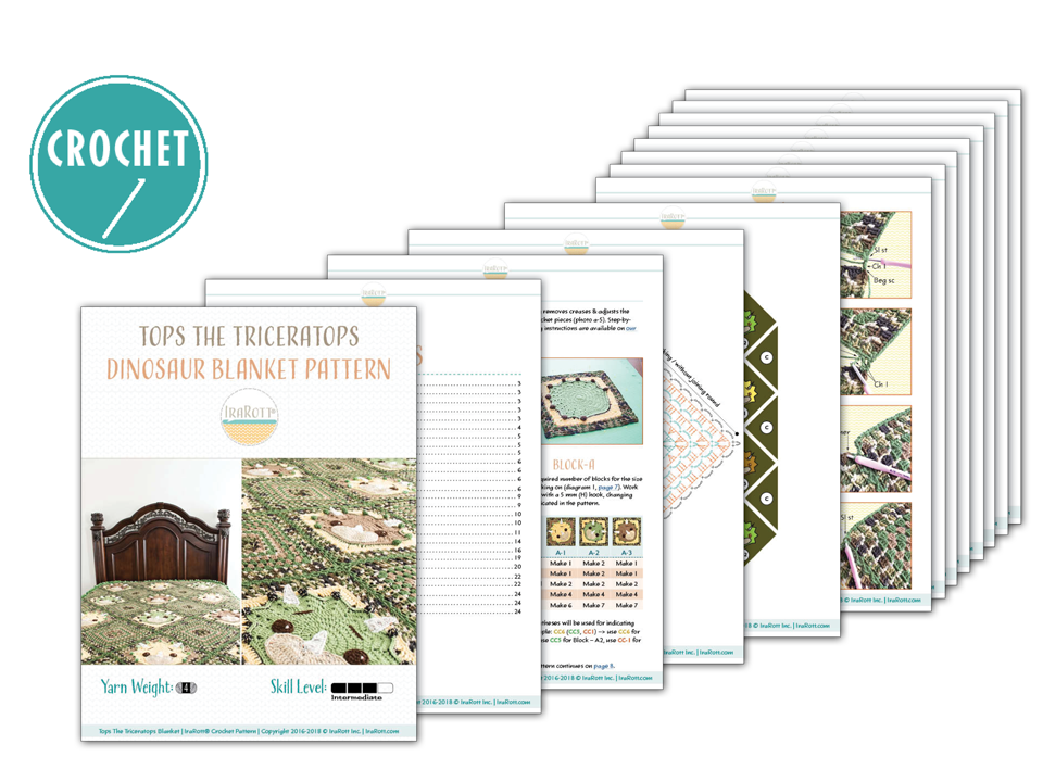 Tops The Triceratops Dinosaur Blanket Crochet Pattern