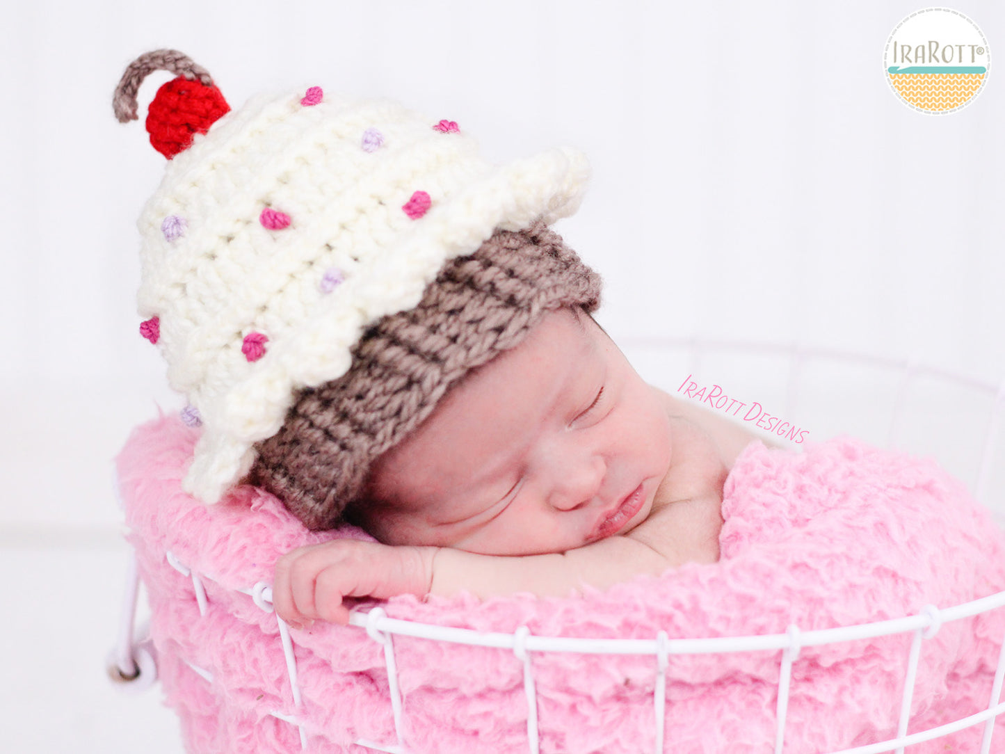 Cupcake Beanie With Cherry on Top Hat Crochet Pattern