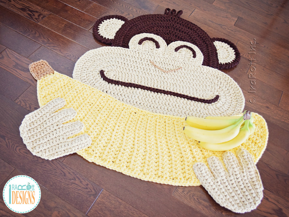 Chimpanzee Banana Monkey Rug Crochet Pattern