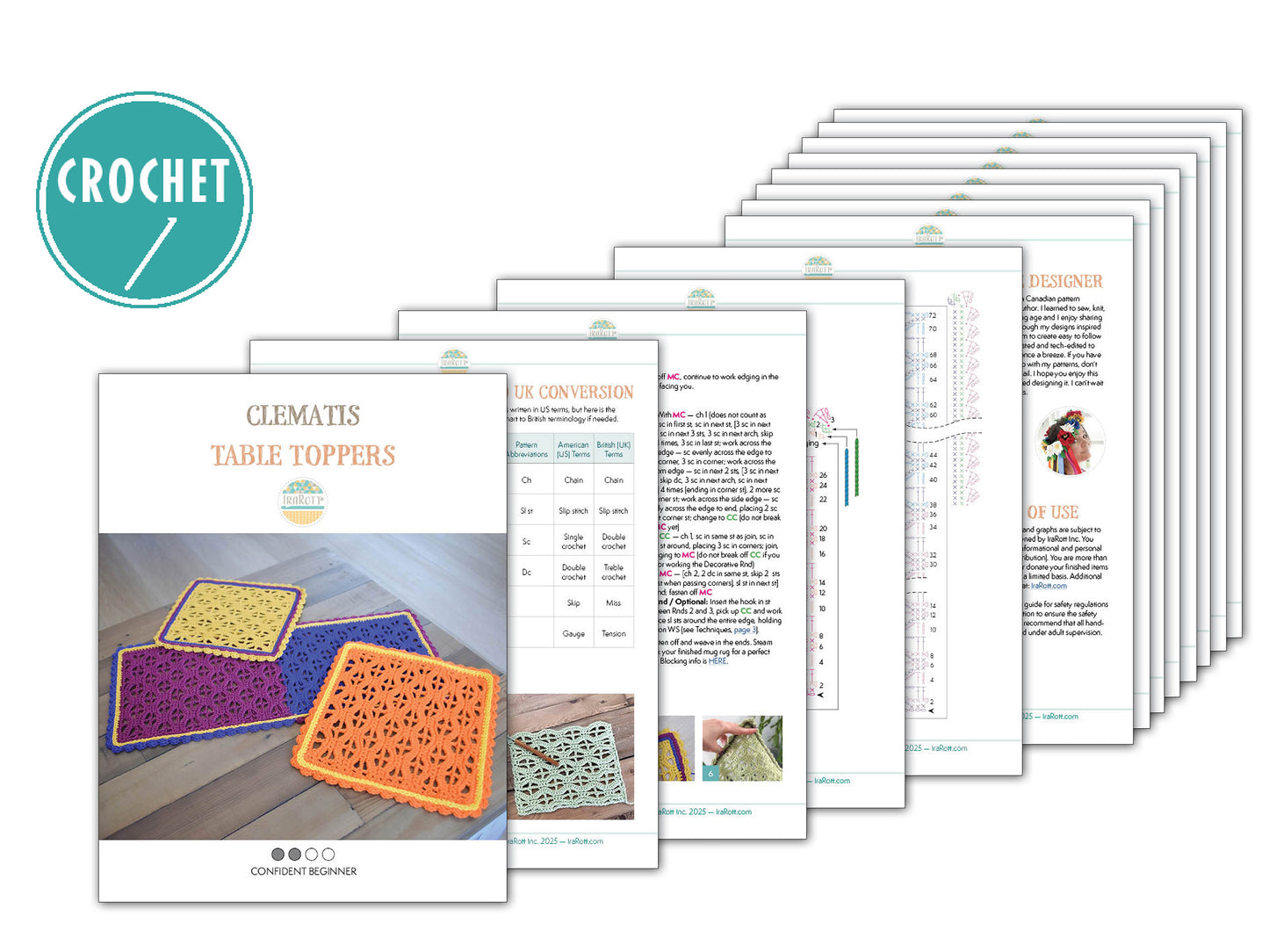 Clematis Table Toppers Crochet Pattern