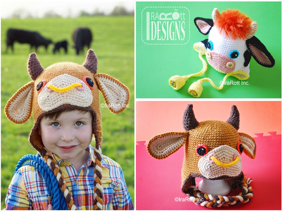 Luna the Moo-Moo Cow and Bull Hat Crochet Pattern