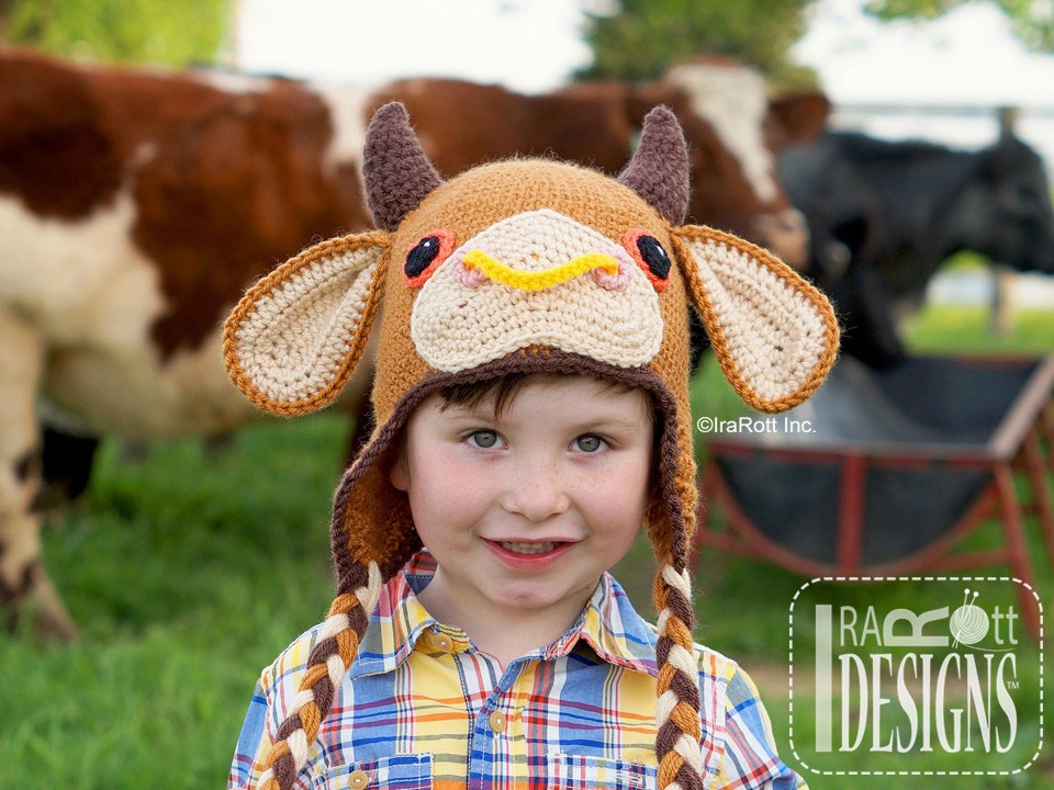 Luna the Moo-Moo Cow and Bull Hat Crochet Pattern