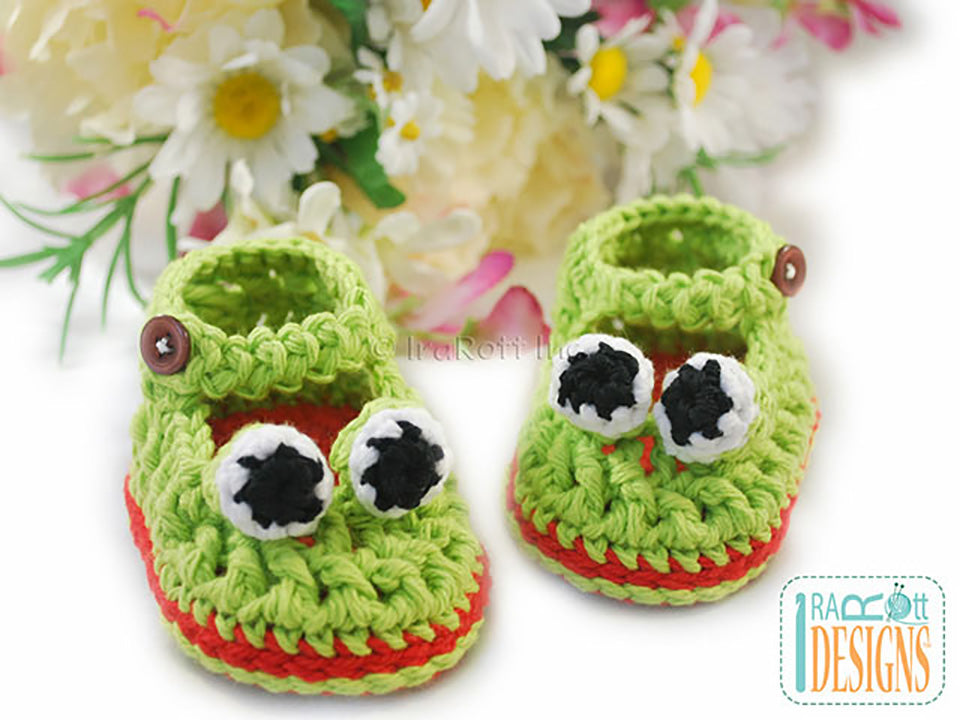 Crazy-Eyed Frog Booties Crochet Pattern