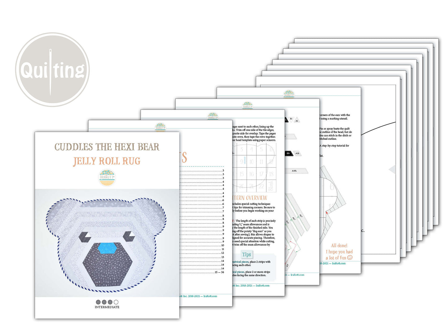 Cuddles The Hexi Bear Jelly Roll Rug Quilting Pattern