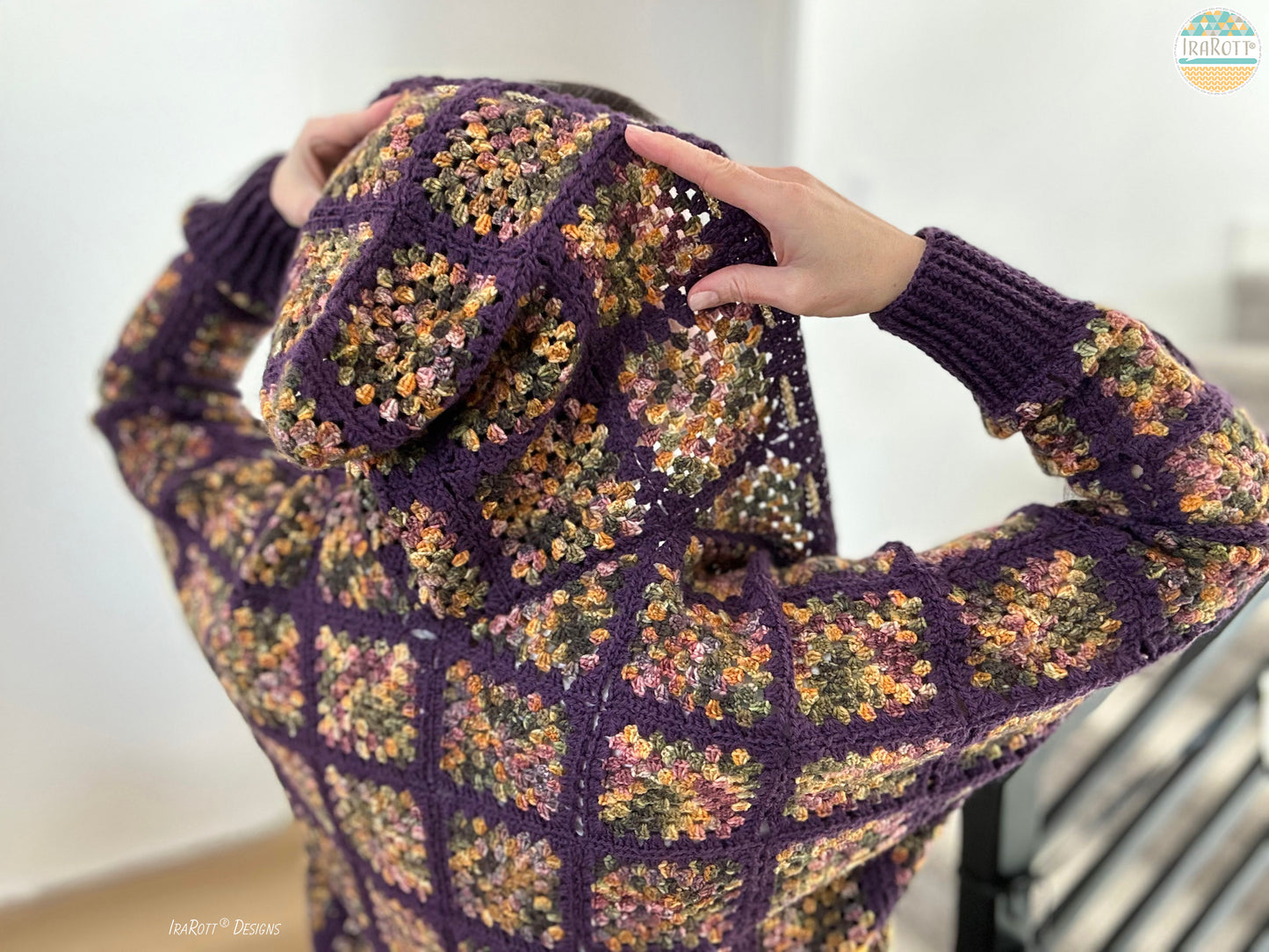 Dolman Hoodie Granny Square Cardigan Crochet Pattern