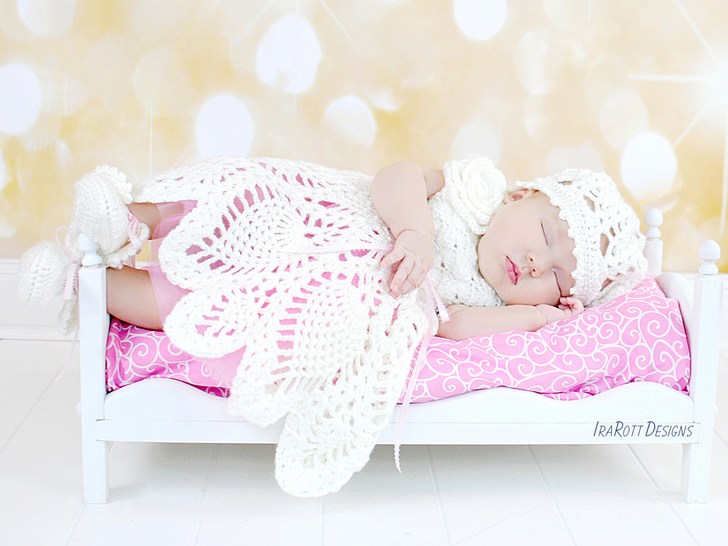Ivory Dream Christening Gown Baby Set Crochet Pattern IraRott Designs Ivory Dream Christening Gown Baby Set Crochet Pattern IraRott Designs