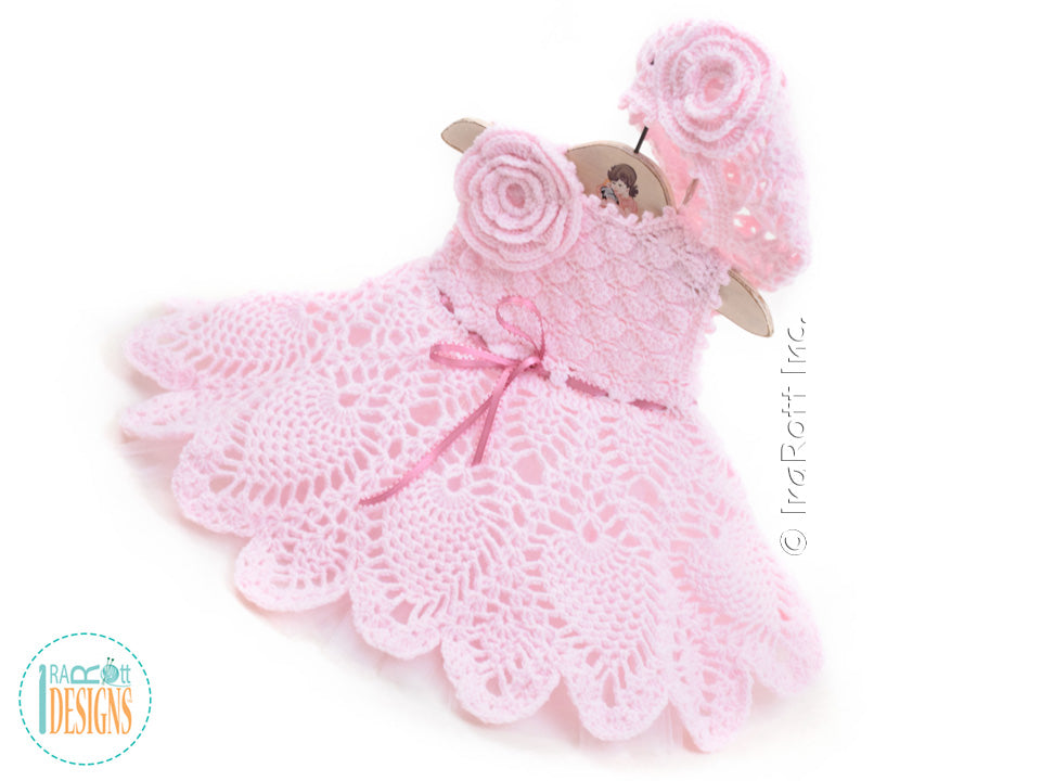 Ivory Dream Christening Gown Baby Set Crochet Pattern