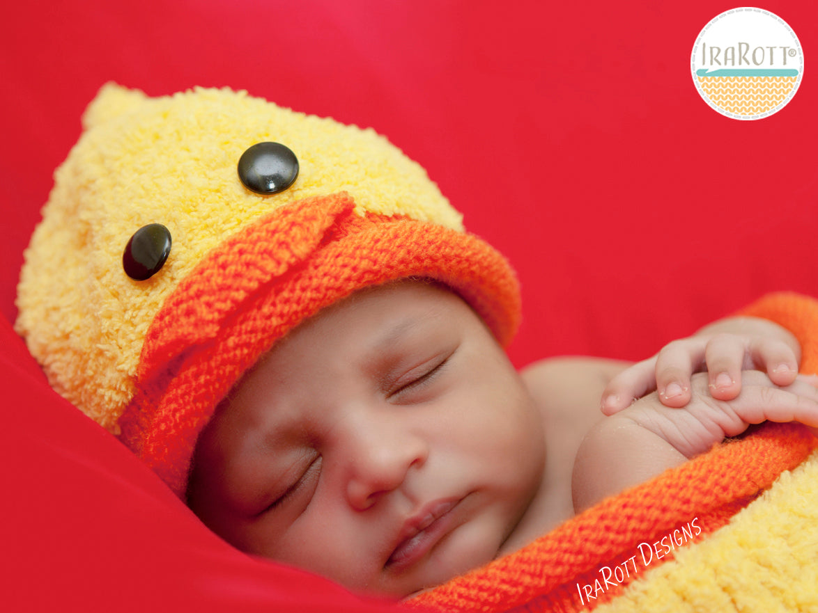 Quacky Easter Ducky Baby Hat and Cocoon Knitting Pattern