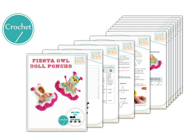 Fiesta Owl Doll Poncho with Hood Crochet Pattern