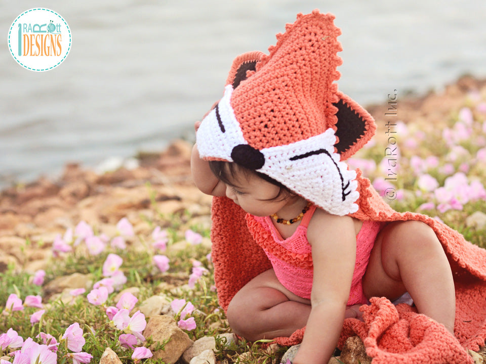 Foxy the Fox Hooded Blanket Crochet Pattern