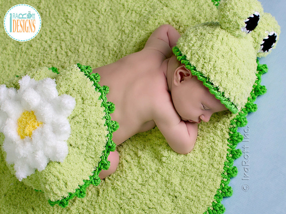 Frog on Lily Pad Baby Set Crochet Pattern