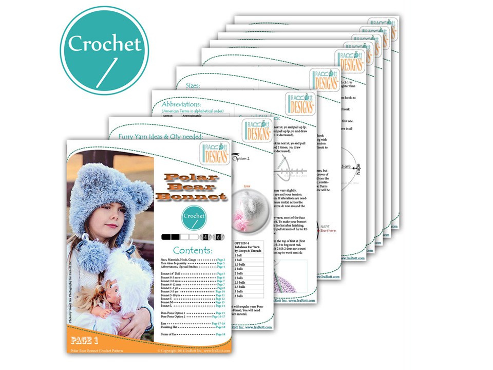 Fuzzy Polar Bear Bonnet Crochet Pattern