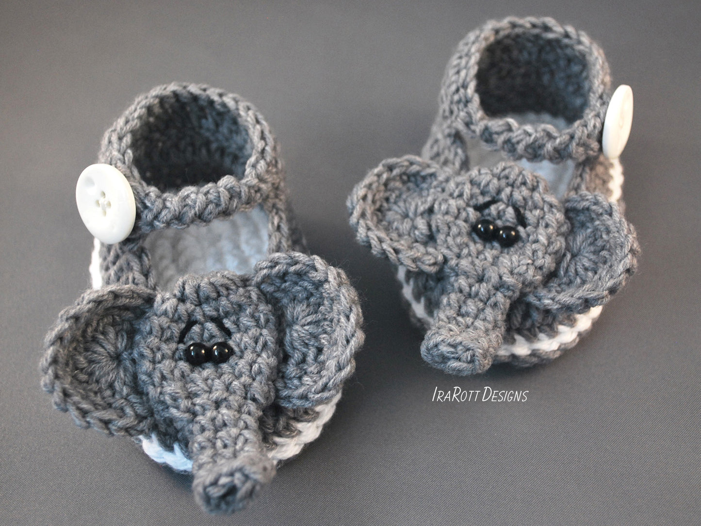 Jeffery the Elephant Baby Booties Crochet Pattern