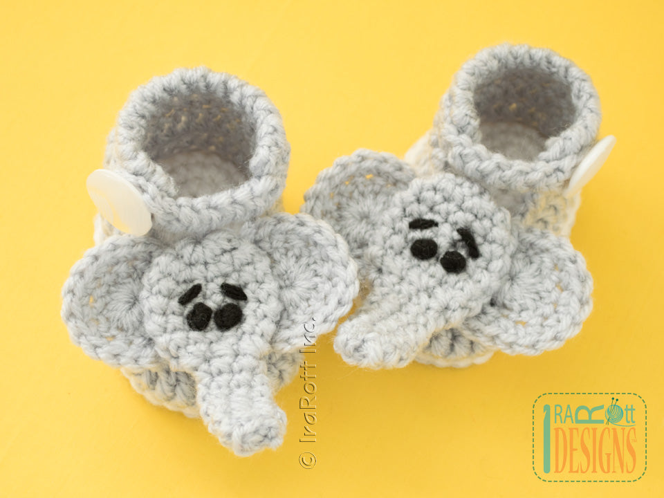 Jeffery the Elephant Baby Booties Crochet Pattern