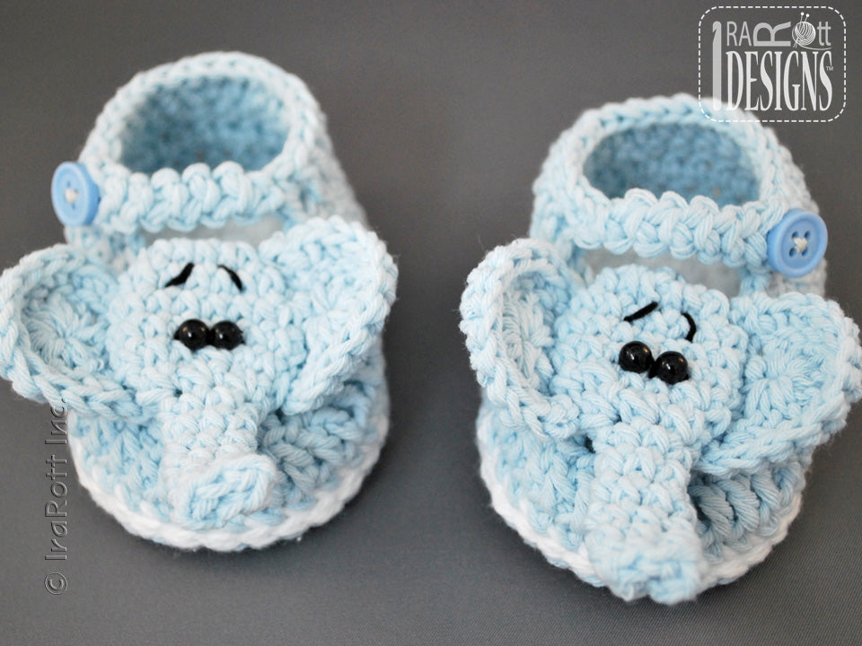 Jeffery the Elephant Baby Booties Crochet Pattern