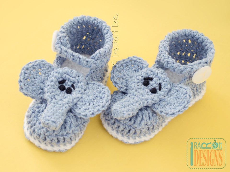 Jeffery the Elephant Baby Booties Crochet Pattern