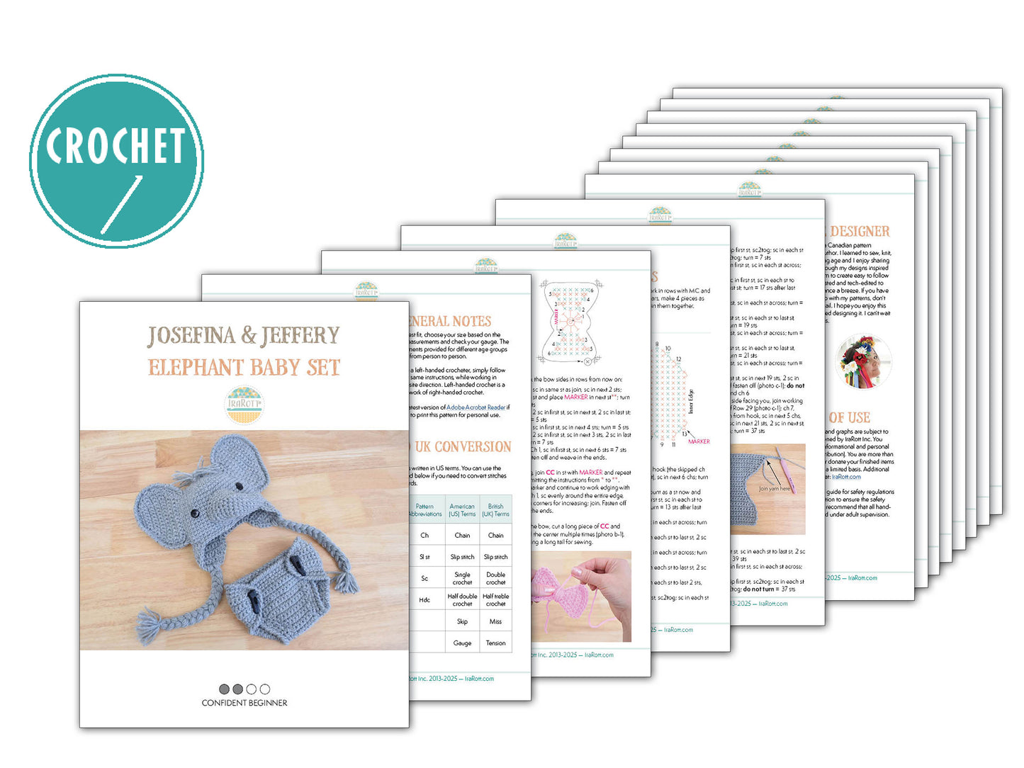 Josefina and Jeffery Elephant Baby Set Crochet Pattern