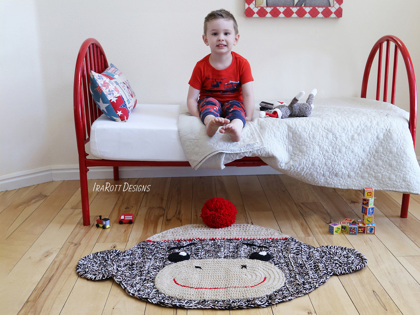 Spunky the Sock Monkey Area Rug Crochet Pattern