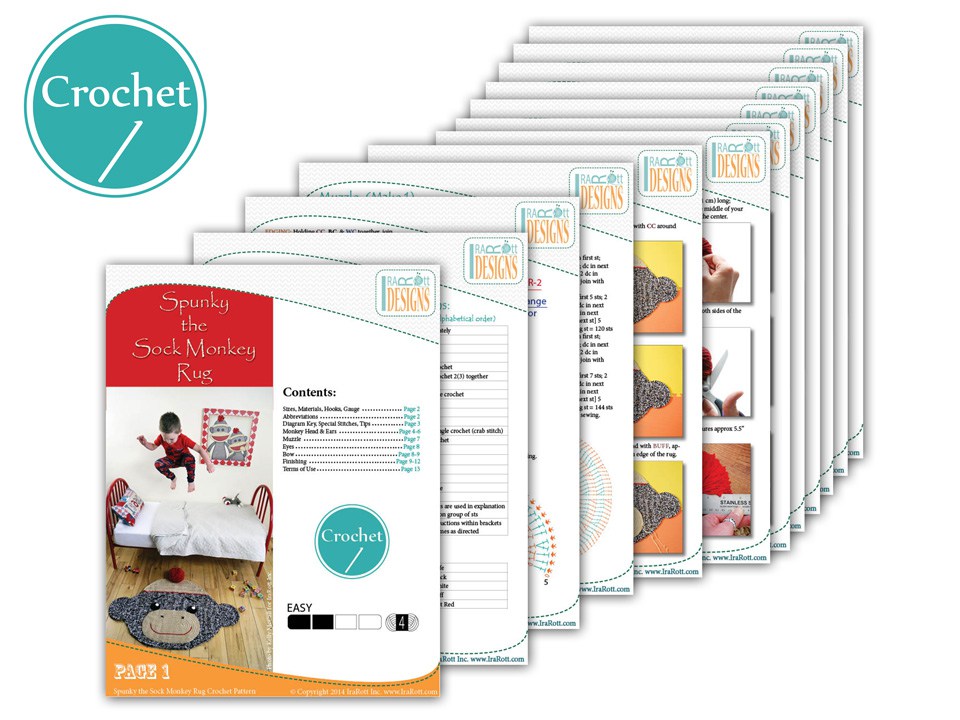 Spunky the Sock Monkey Area Rug Crochet Pattern