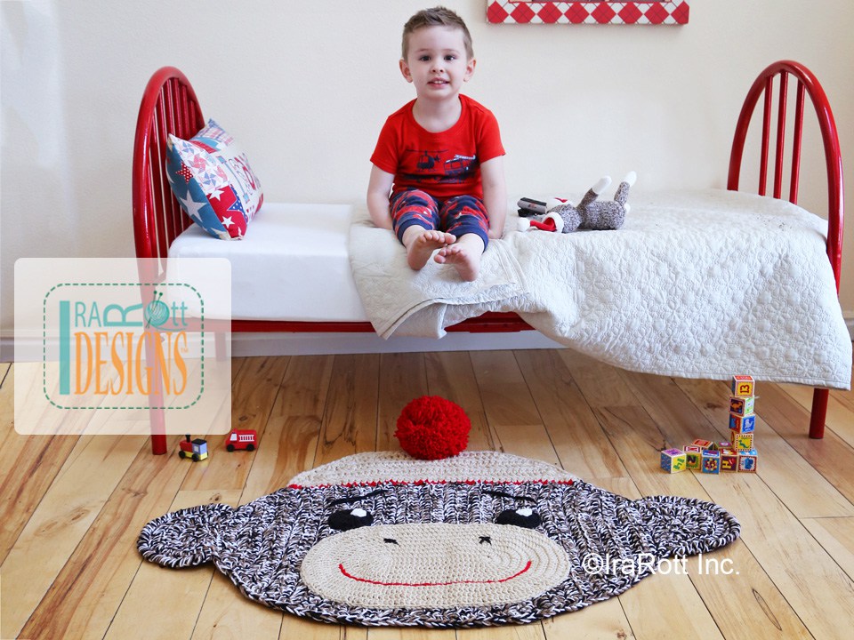 Spunky the Sock Monkey Area Rug Crochet Pattern
