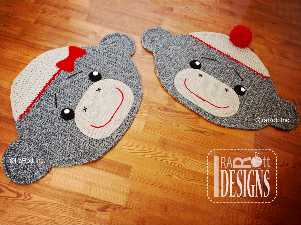 Spunky the Sock Monkey Area Rug Crochet Pattern