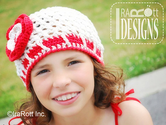 Summer Beanie with Brim and Flower Crochet Pattern