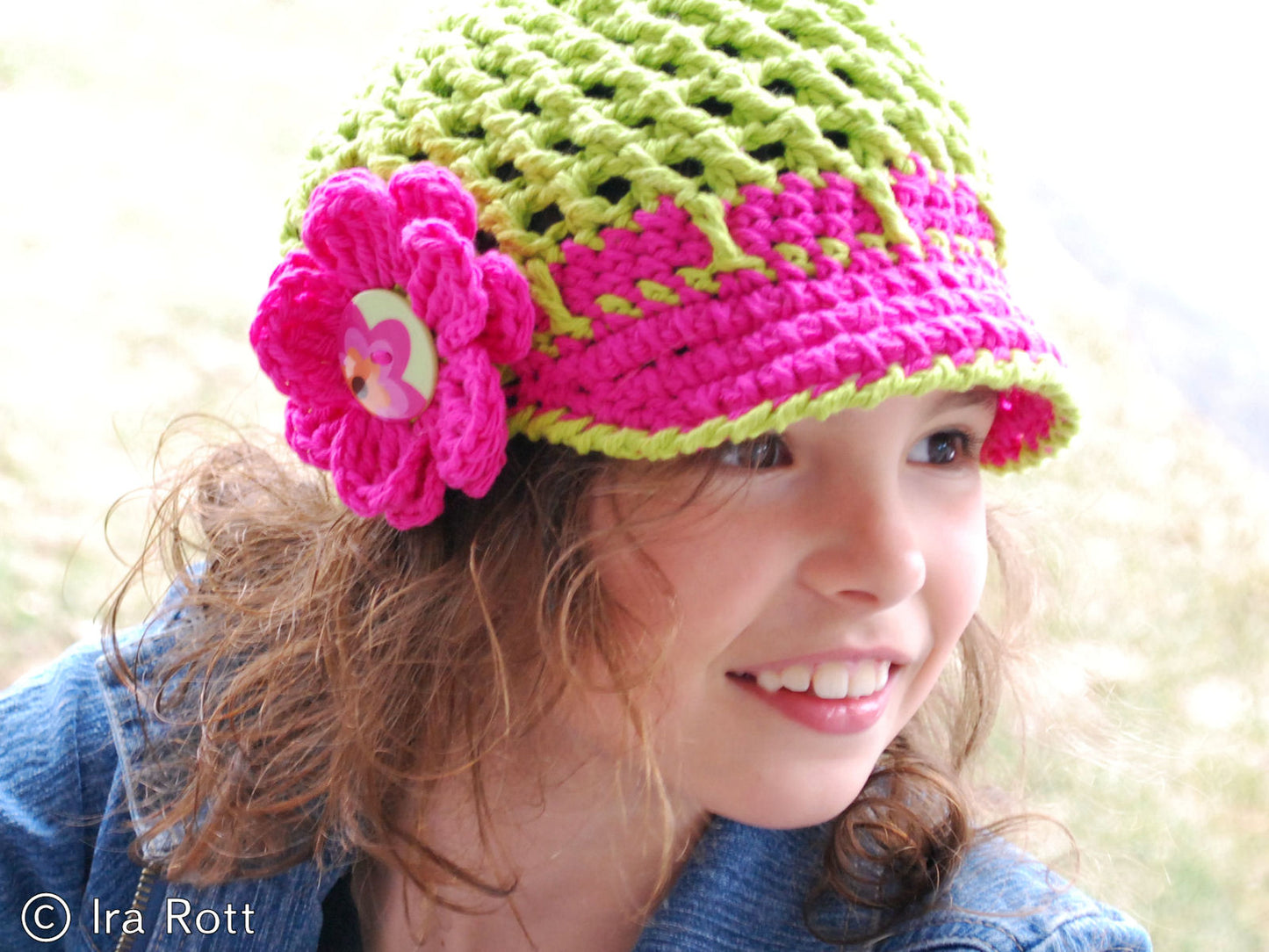 Summer Beanie with Brim and Flower Crochet Pattern