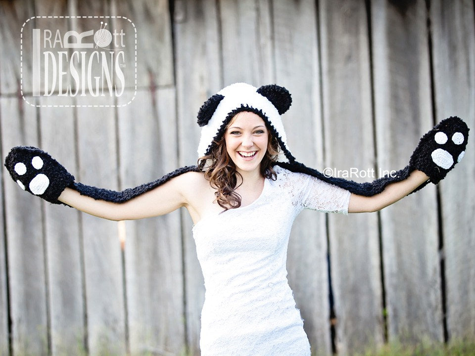 Panda Bear Scoodie with Pockets Crochet Pattern