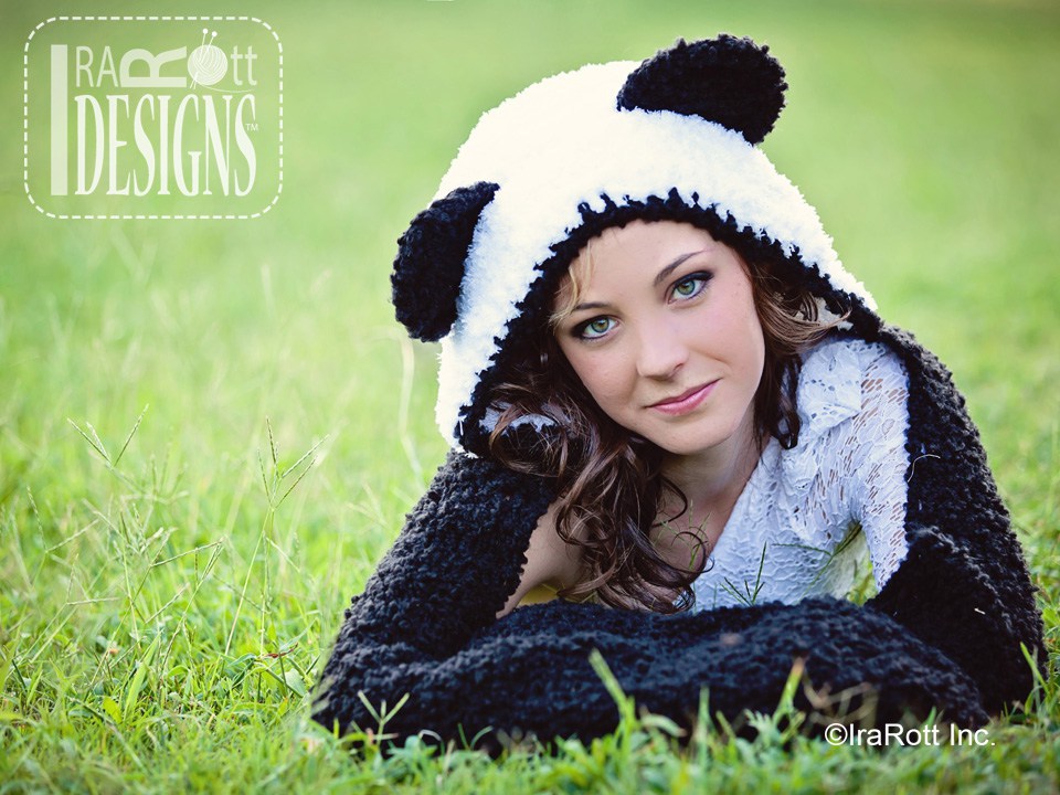 Panda Bear Scoodie with Pockets Crochet Pattern