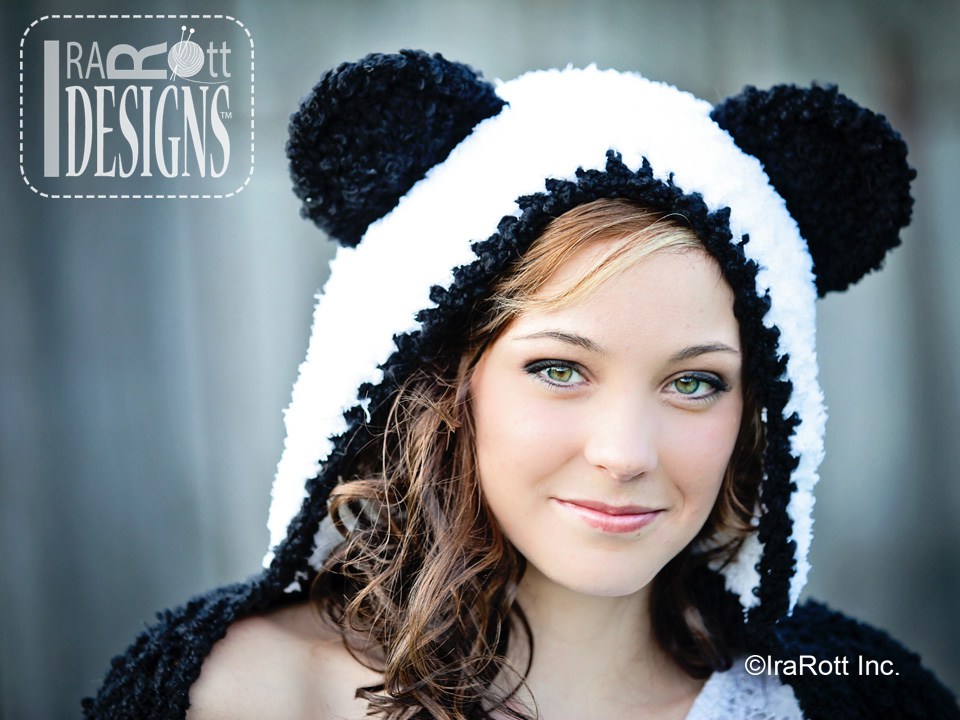 Panda Bear Scoodie with Pockets Crochet Pattern