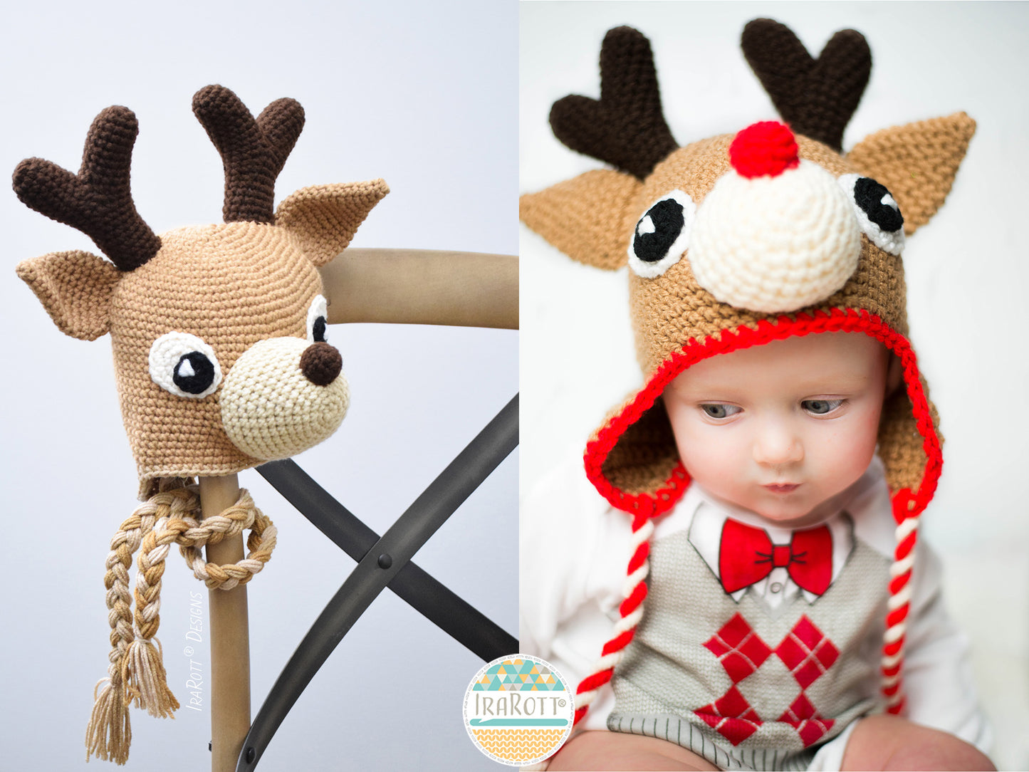 Blizzard the Reindeer Hat Crochet Pattern