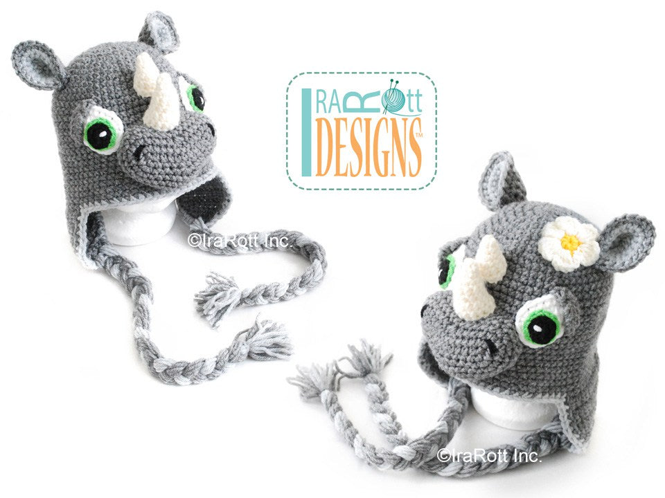 Riley Rhino the Rhinoceros Hat Crochet Pattern