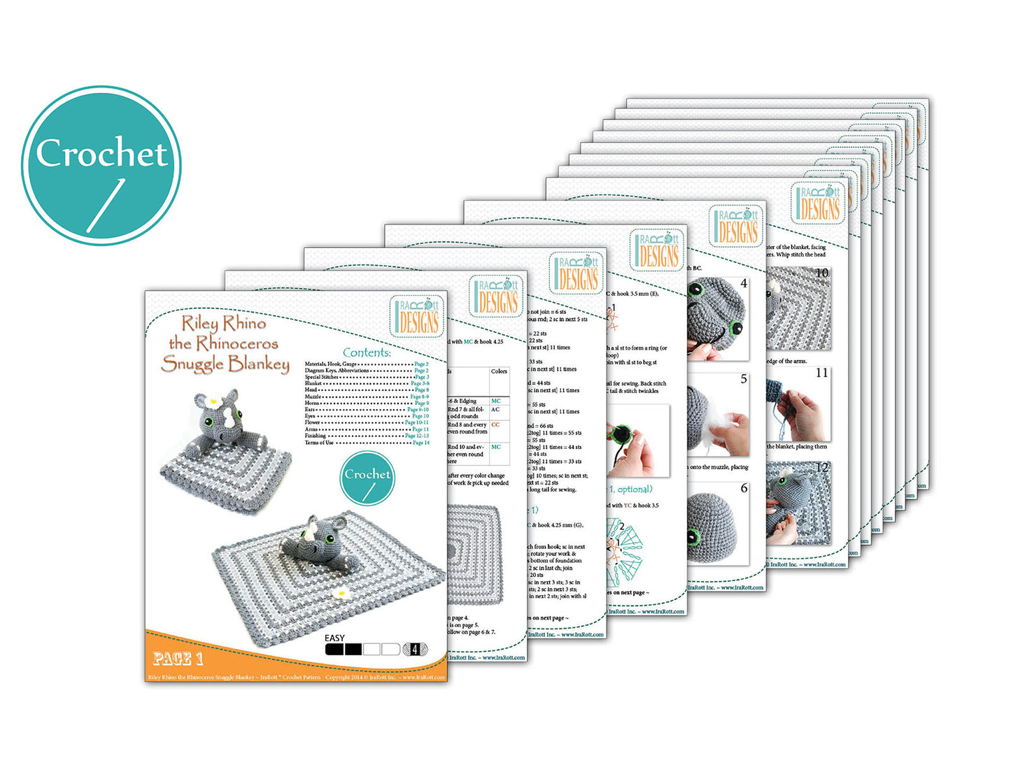 Riley Rhino the Rhinoceros Lovey Crochet Pattern