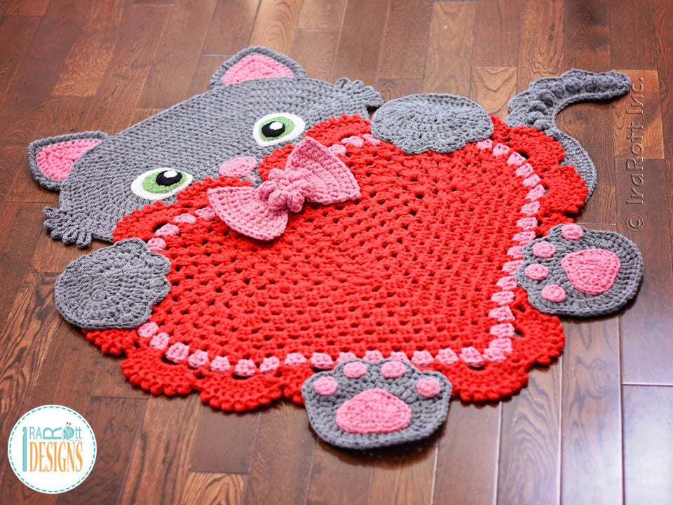 Kitty Cat With Heart Rug Crochet Pattern