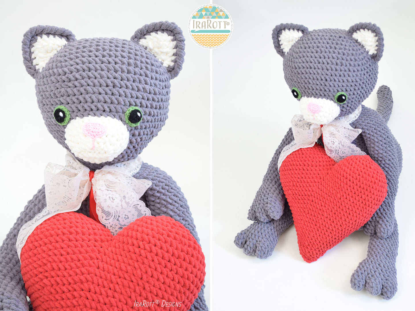 Sassy The Kitty With Heart Big Amigurumi Crochet Pattern