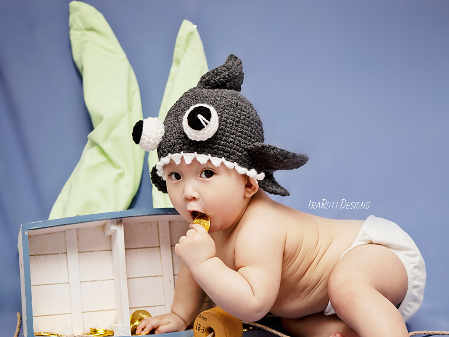 Spike the Shark Hat with Googly Eyes Crochet Pattern