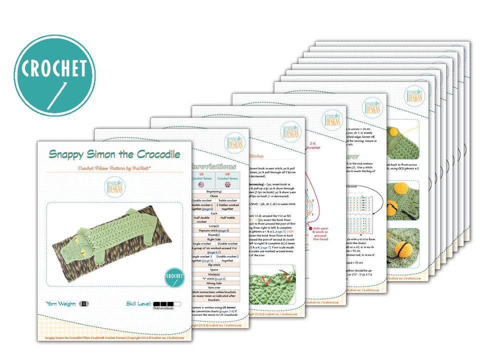 Snappy Simon The Crocodile Pillow Crochet Pattern