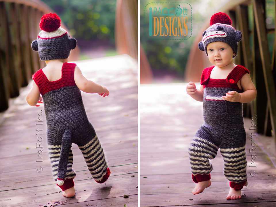 Spunky the Sock Monkey Hat and Romper-Jumpsuit Crochet Pattern