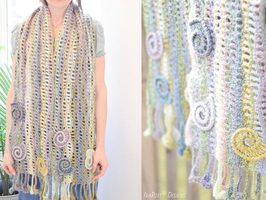 Sunrise Seashells Scarf Crochet Pattern