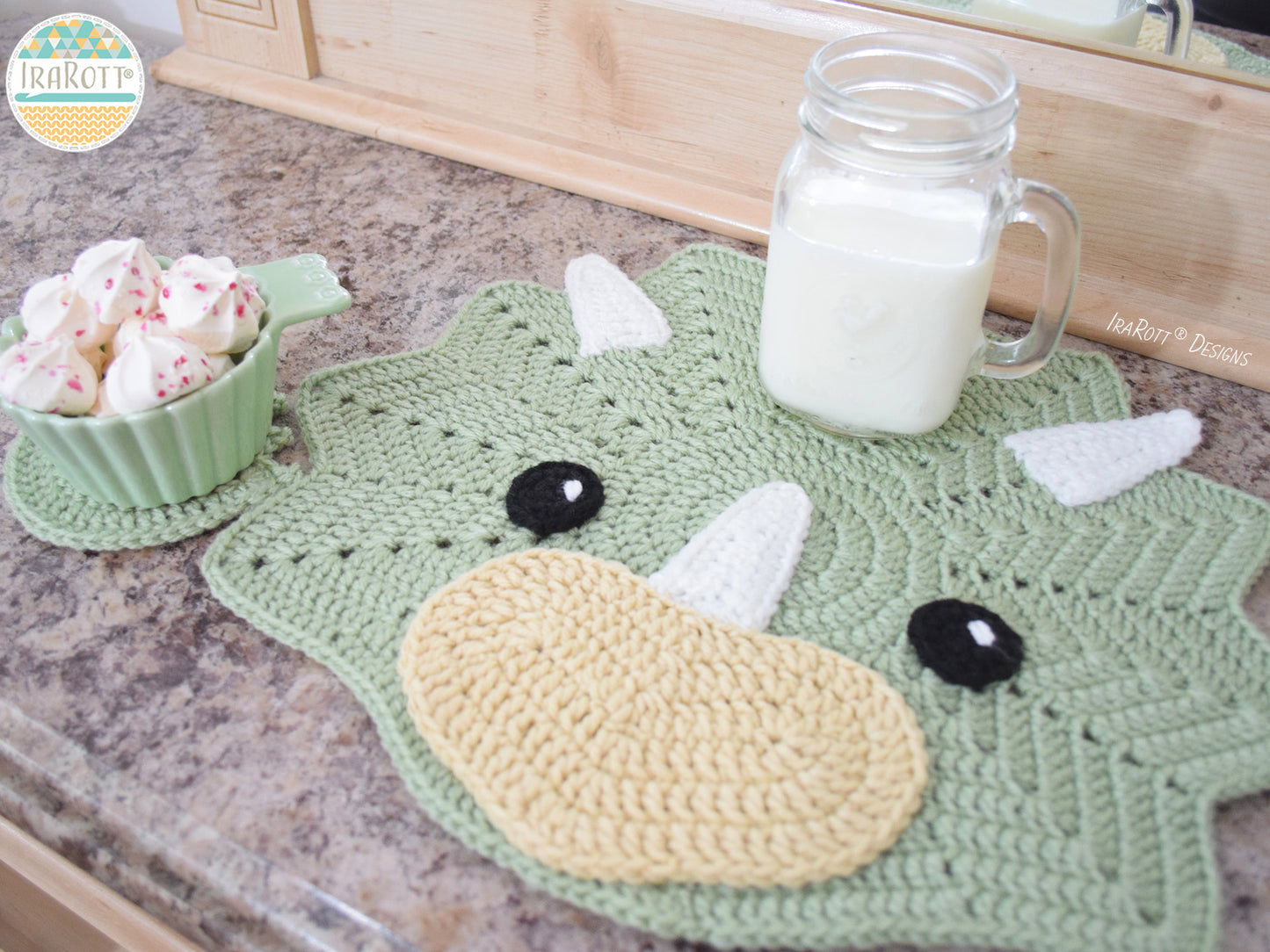 Tops The Triceratops Dinosaur Placemat Crochet Pattern