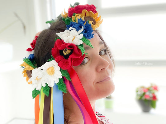 Ukrainian Vinok Flower Crown Crochet Pattern