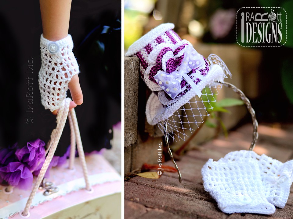 Victorian Goth Steampunk Top Hat and Mitts Crochet Pattern