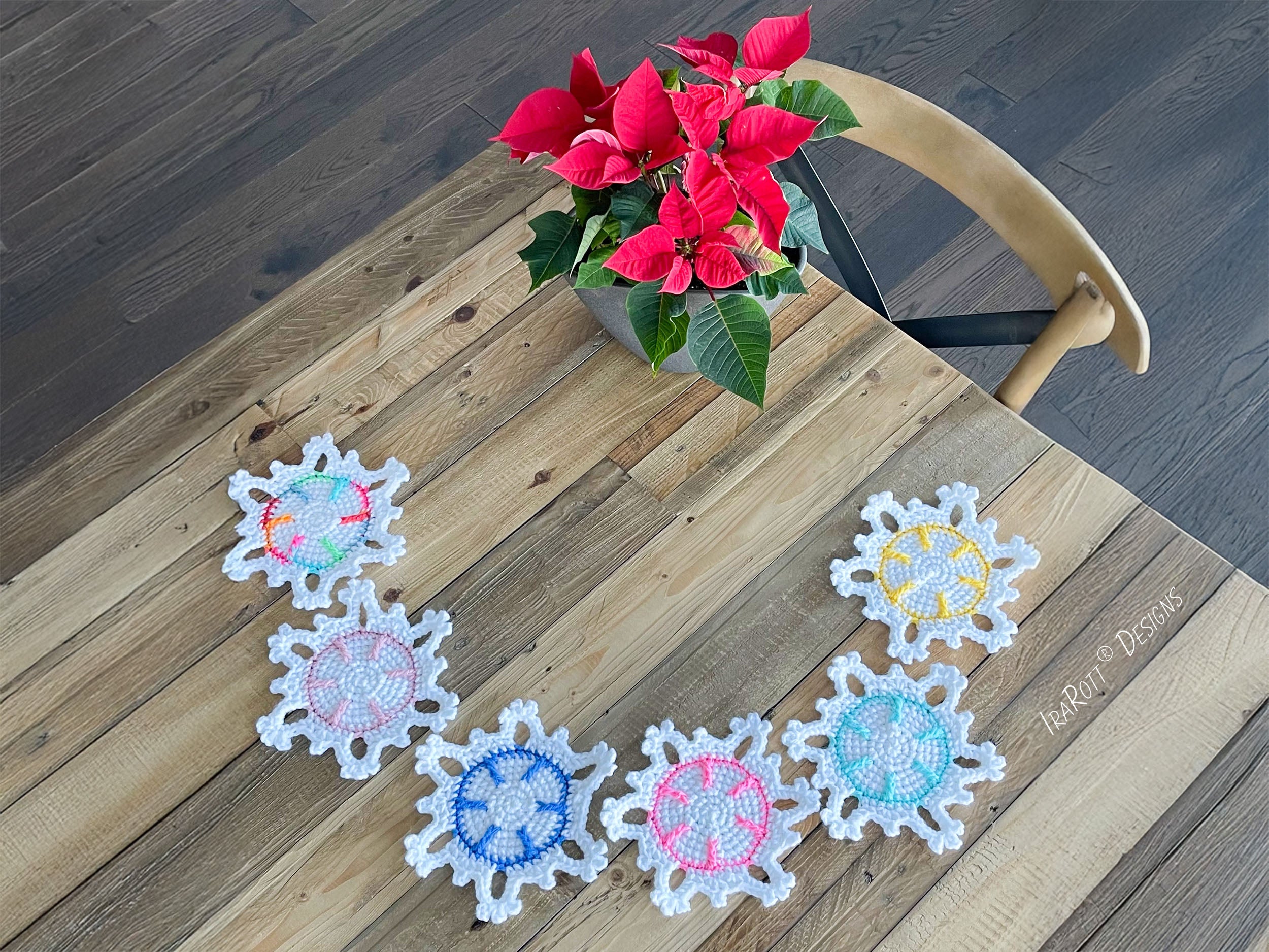 Festive Snowflake Coaster Crochet Pattern – IraRott Designs