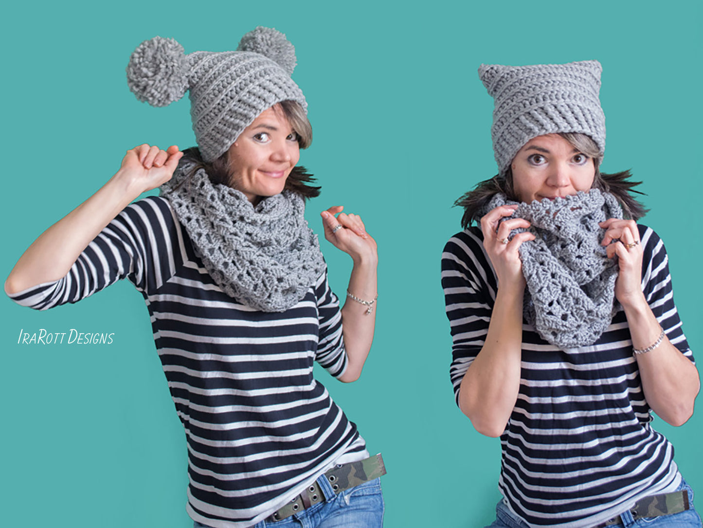 Yarn Amy Square Hat with Pompoms Crochet Pattern