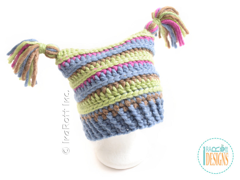 Yarn Amy Square Hat with Pompoms Crochet Pattern