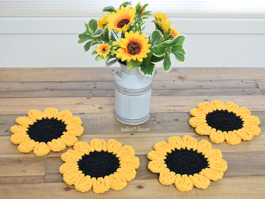 Sunflower Power Coasters Free Crochet Pattern by IraRott